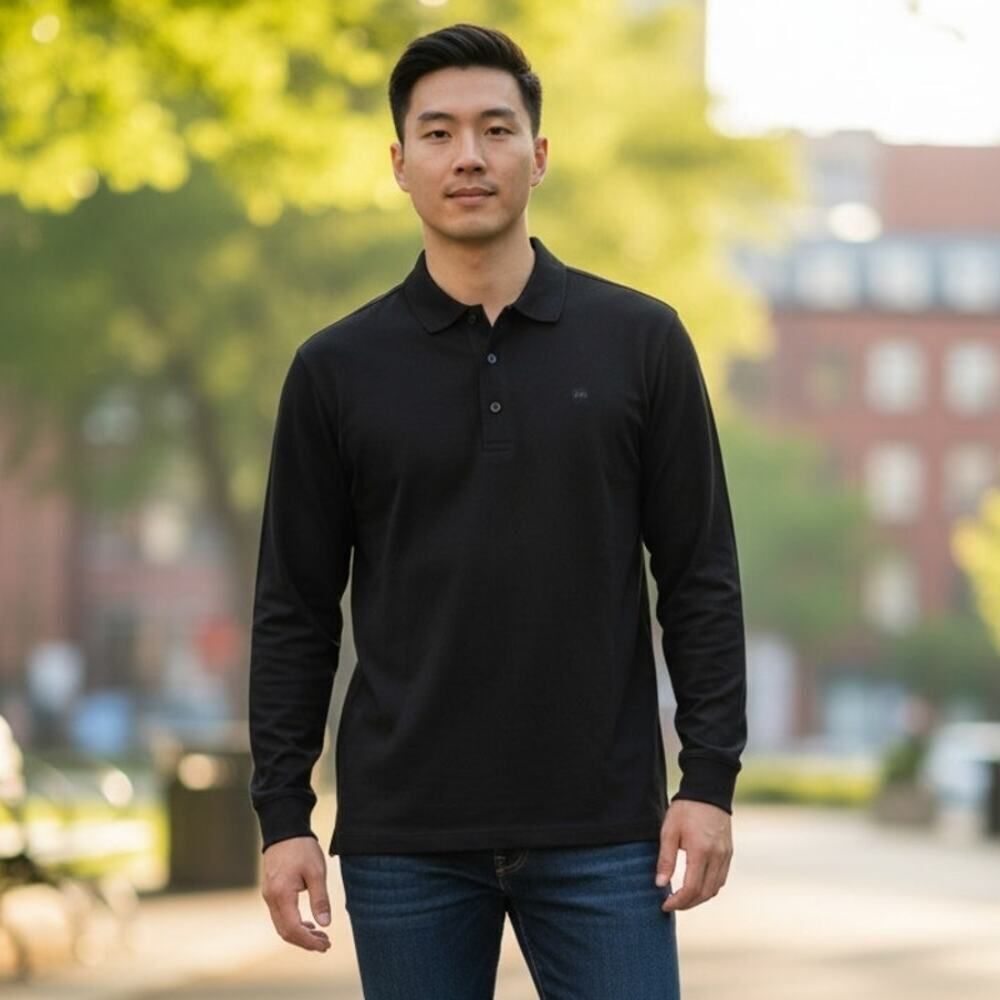 FREE ASSEMBLY Big Men's Black Long Sleeve 3 Button Shirt - Size: 3XL
